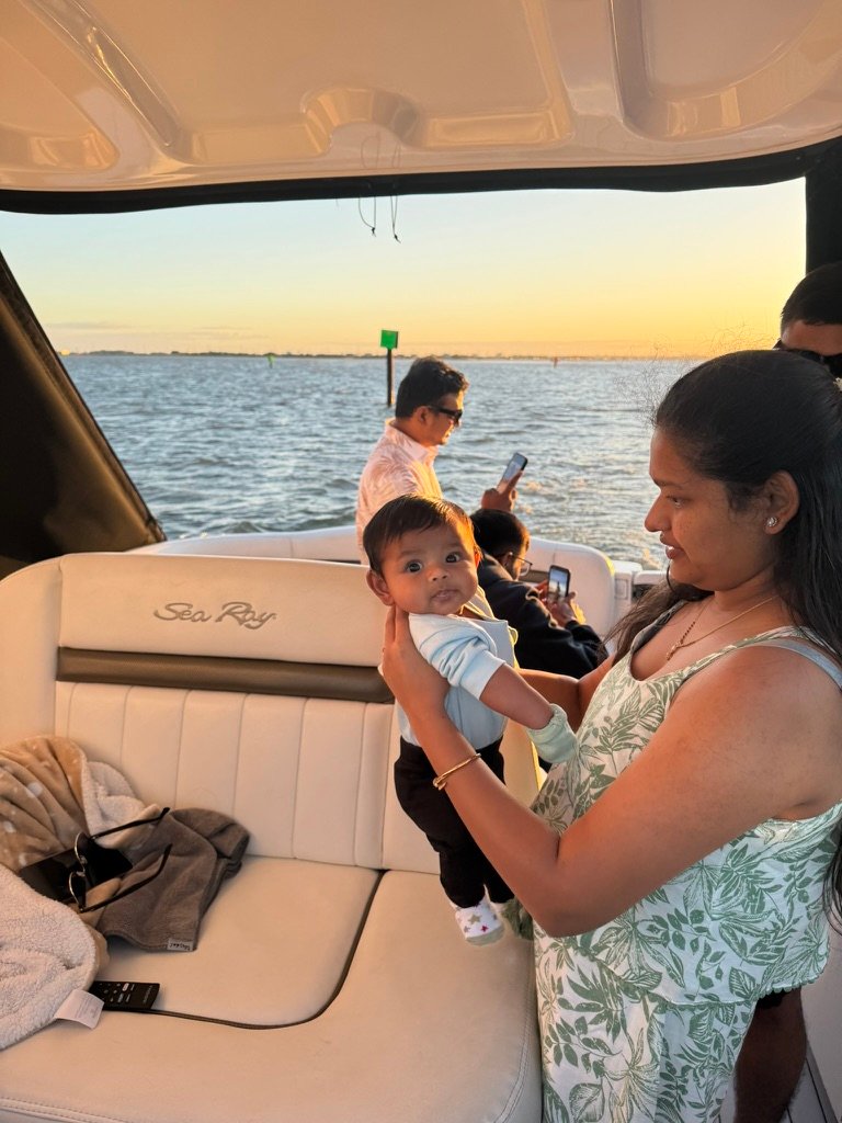 Family enjoying the sunset cruise on Sea Ray