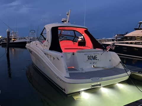 ROME yacht stern with red interior